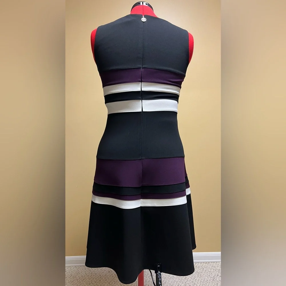 Tommy Hilfiger Striped Midi Dress - Black, Purple, White - Picture 5 of 10